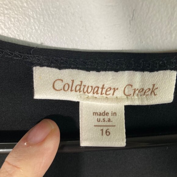 Womens Coldwater Creek Wrap Top Midi Dress Long Sleeve Black 16 - Picture 9 of 11